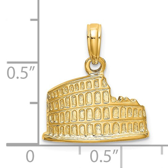 14K Yellow Gold Rome Colosseum Italy Pendant