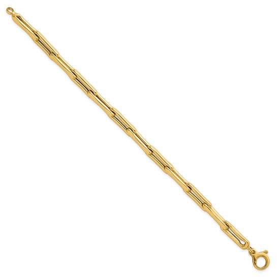 14K Yellow Gold Wide Paperclip Link Bracelet