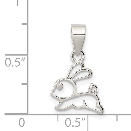 Sterling Silver Rhodium Plated Cut Out Easter bunny Pendant