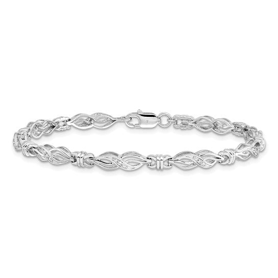 White Gold Filled Sterling Silver Diamond Bracelet