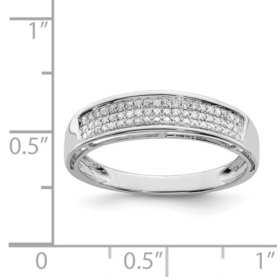 White Gold Filled Sterling Silver Triple Diamond Band 1/5ct. Ring