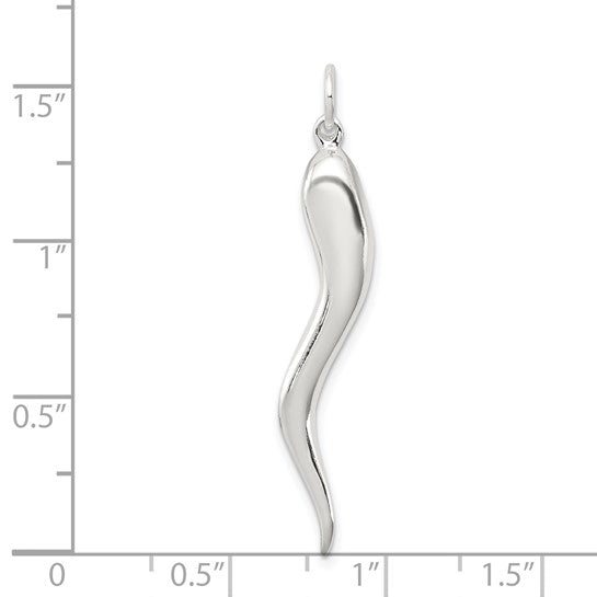 Sterling Silver Thin Italian Horn Pendant
