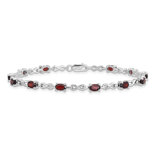 Sterling Silver White Gold Natural Garnet 3.5 Carat Infinity Bracelet