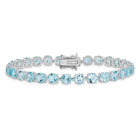 White Gold Filled Sterling Silver 5mm Natural Swill Blue Topaz Bracelet