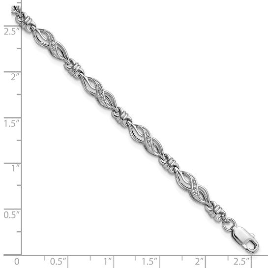 White Gold Filled Sterling Silver Diamond Bracelet