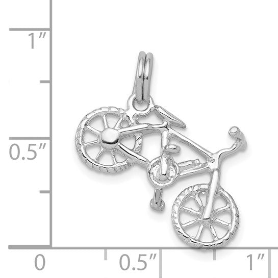 White Gold Filled Sterling Silver 3D Bicycle Cyclist Pedant