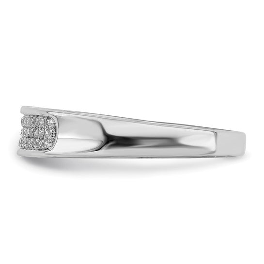 White Gold Filled Sterling Silver Triple Diamond Band 1/5ct. Ring