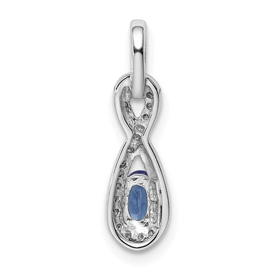 White Gold Filled Sterling Silver Natural Tanzanite & Diamond Infinity Pendant