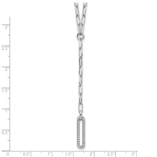 White Gold Filled Sterling Silver Paperclip Dangle Necklace CZ Set