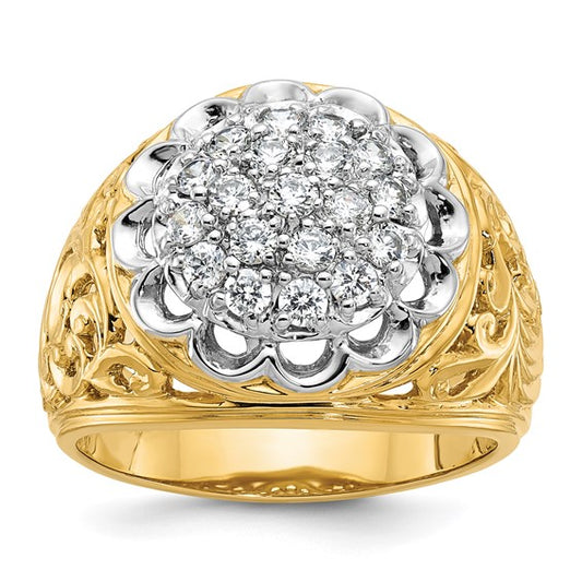 14K Yellow Gold Lab Grown Diamond Cluster Men's Ring