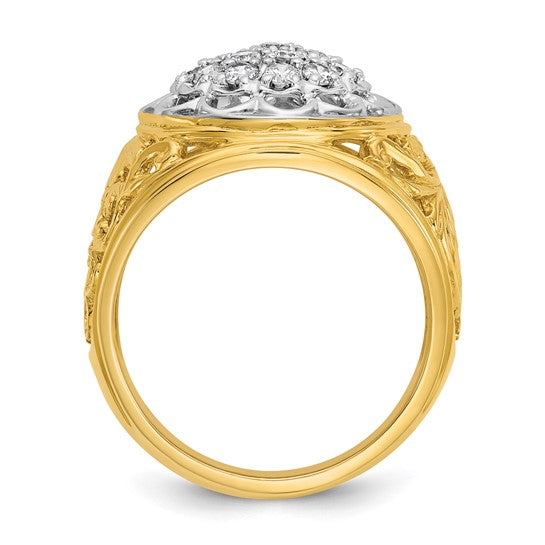 14K Yellow Gold Lab Grown Diamond Cluster Men's Ring