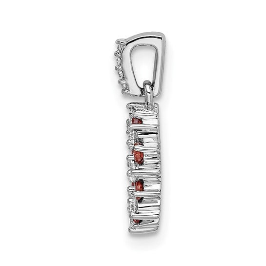 14K White Gold Natural Garnet & Diamond Star Circle Pendant