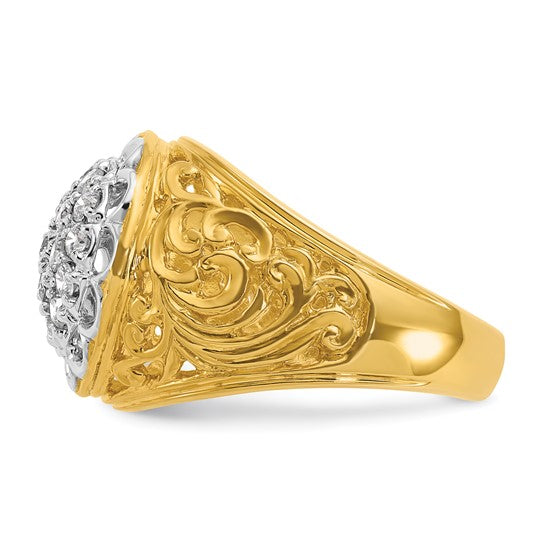 14K Yellow Gold Lab Grown Diamond Cluster Men's Ring