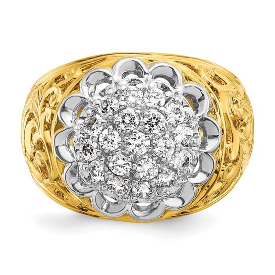 14K Yellow Gold Lab Grown Diamond Cluster Men's Ring