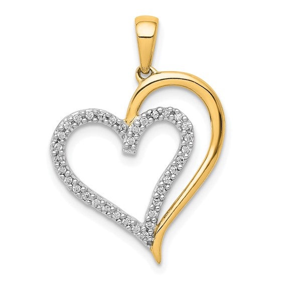 10K/14K White/Yellow Gold 1/10 Carat Diamond Accent Heart Pendant