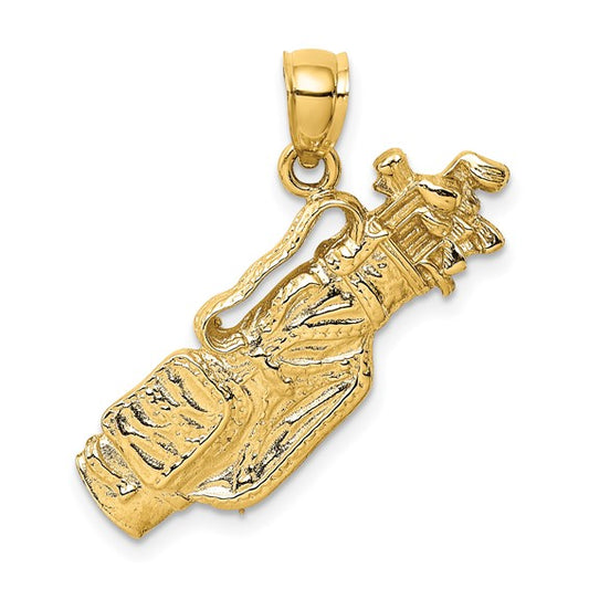 14K Yellow Gold Golf Clubs Pendant