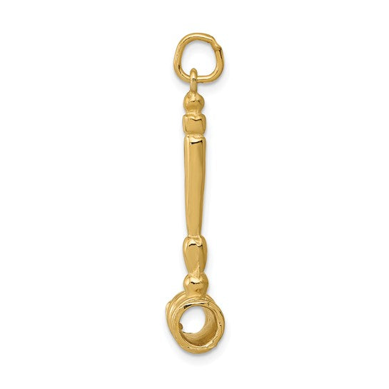 14K Yellow Gold Judge Court Gavel Pendant 3D
