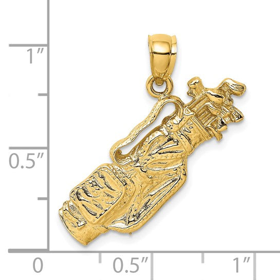 14K Yellow Gold Golf Clubs Pendant