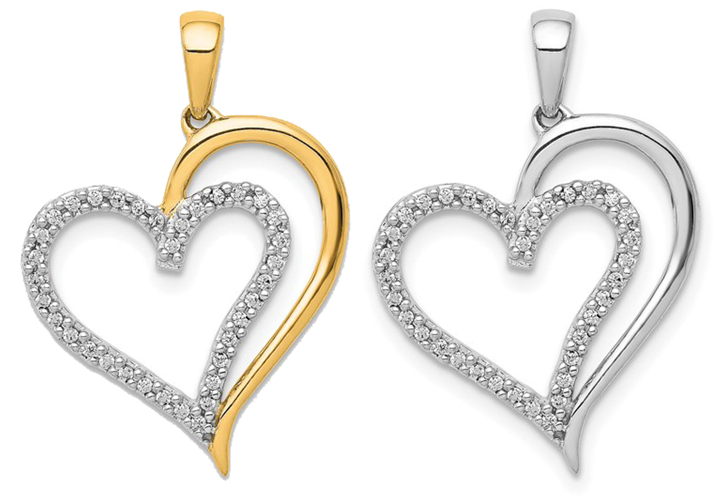 10K/14K White/Yellow Gold 1/10 Carat Diamond Accent Heart Pendant