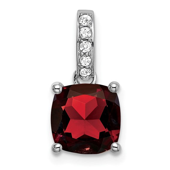 14 White Gold 3 Carat Natural Garnet & Diamond Pendant