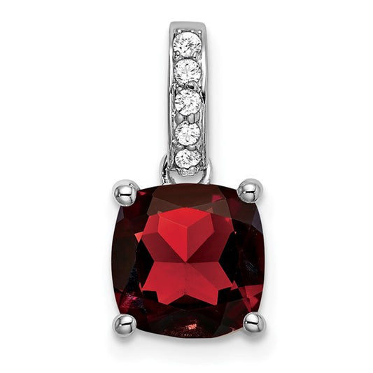 14 White Gold 3 Carat Natural Garnet & Diamond Pendant