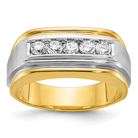 10K Yellow Gold Two Tone Men's 5 Stone Diamond 1/2 Carat Ring