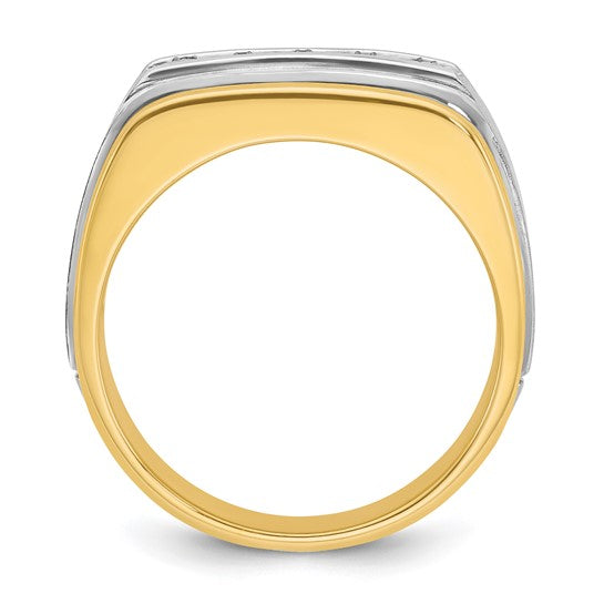 10K Yellow Gold Two Tone Men's 5 Stone Diamond 1/2 Carat Ring