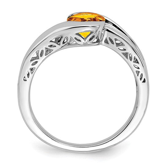 14K White Gold Natural Citrine Bypass Ring