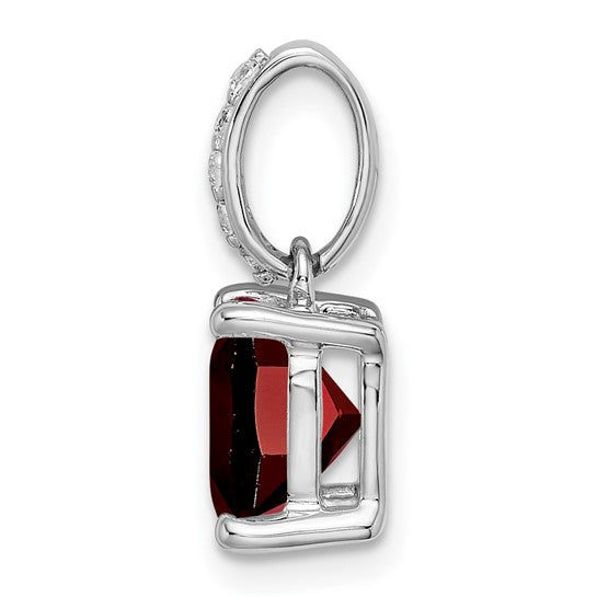 14 White Gold 3 Carat Natural Garnet & Diamond Pendant