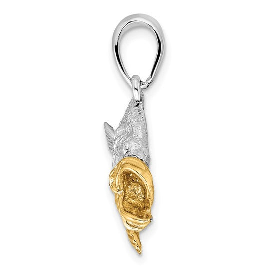 Sterling Silver 14K Gold Tow Tone Bass Fish Pendant