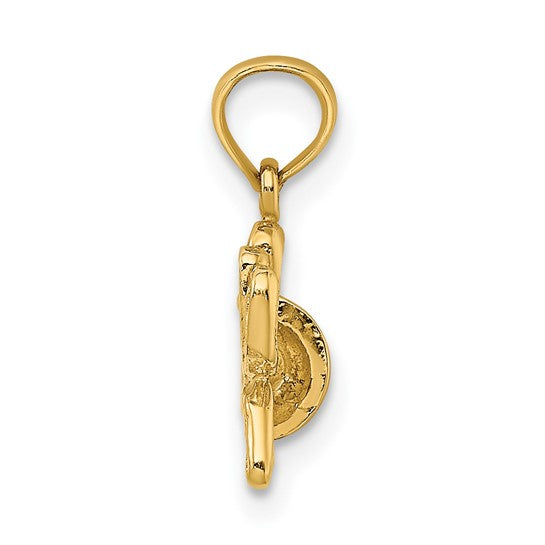 14K Yellow Gold 2D Golf Bag Clubs Pendant