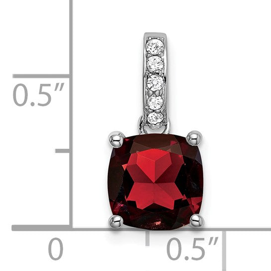 14 White Gold 3 Carat Natural Garnet & Diamond Pendant
