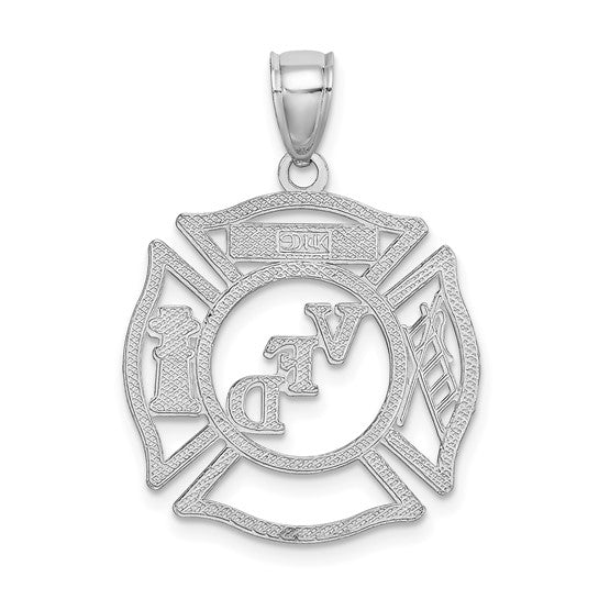 14K White Gold VFD Volunteer Fire Department Pendant