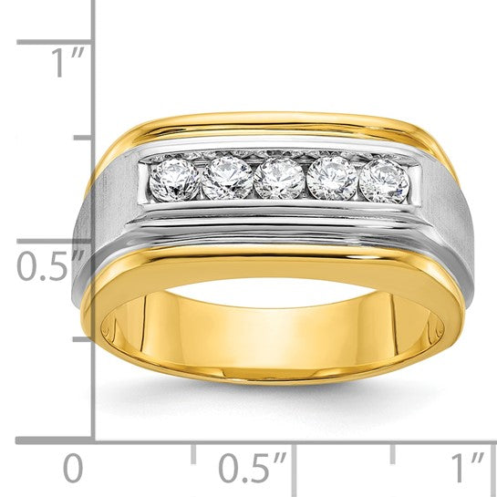 10K Yellow Gold Two Tone Men's 5 Stone Diamond 1/2 Carat Ring