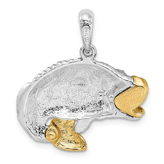 Sterling Silver 14K Gold Tow Tone Bass Fish Pendant