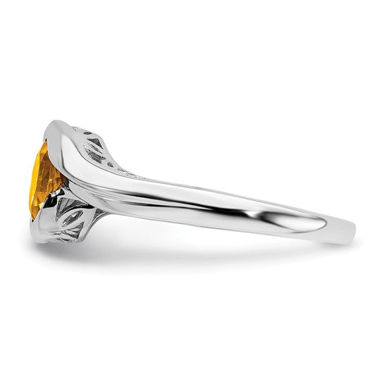 14K White Gold Natural Citrine Bypass Ring