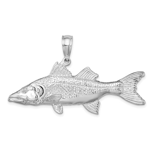 Sterling Silver Snook Fish 3D Pendant