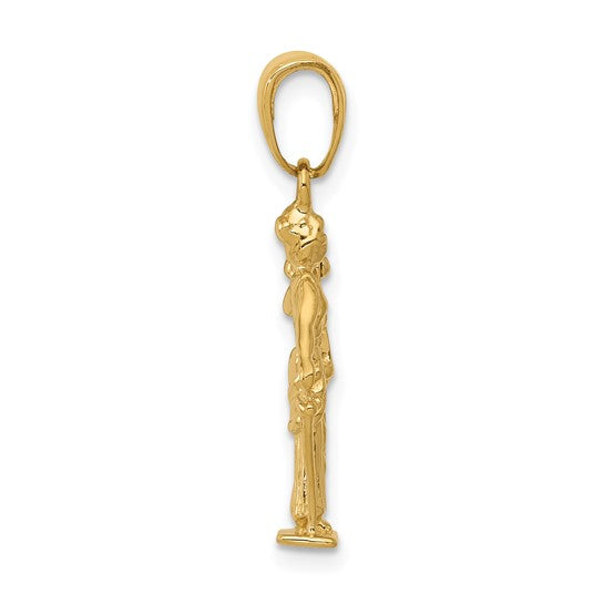 14K Yellow Gold Lady Justice Pendant 3D