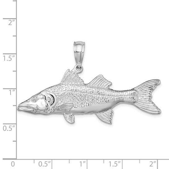 Sterling Silver Snook Fish 3D Pendant