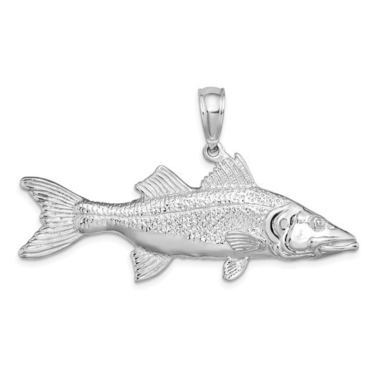 Sterling Silver Snook Fish 3D Pendant