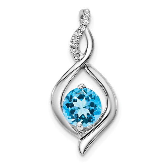 14K White Gold Blue Topaz Fancy Twist Pendant