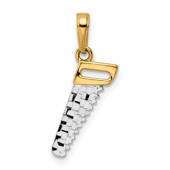 14K Two Tone Gold Carpenters Hand Saw