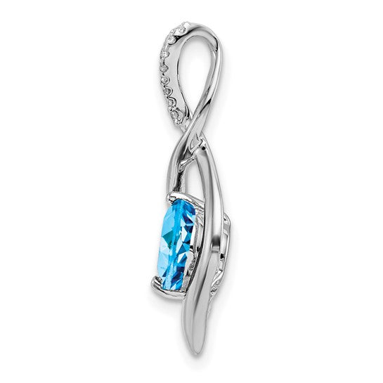14K White Gold Blue Topaz Fancy Twist Pendant