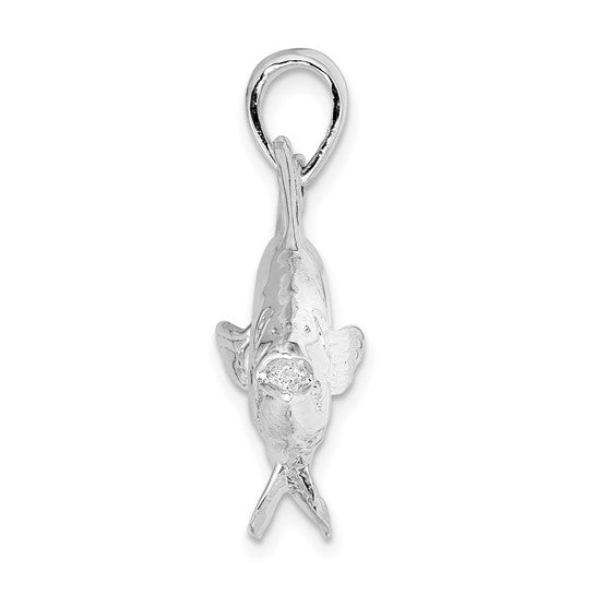 Sterling Silver Rhodium Plated Skipjack Tuna Fish 3D Pendant