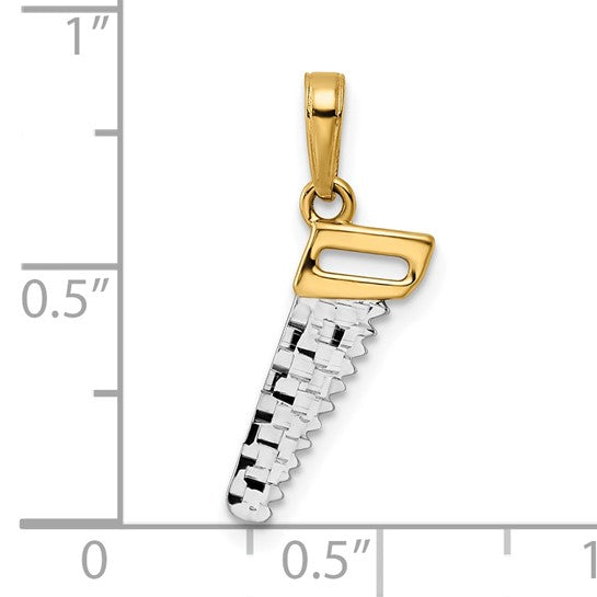 14K Two Tone Gold Carpenters Hand Saw