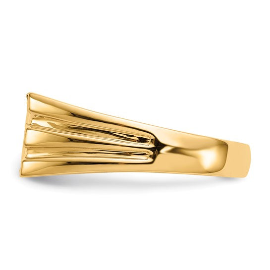 14K Yellow Gold Squared Lab Grown 1/4 Carat Diamond Stripe Men's Ring