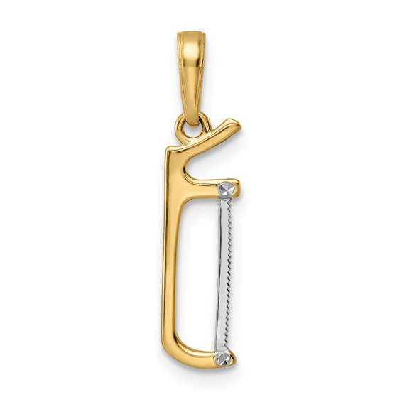 14K Two Tone Gold Hack Saw Pendant