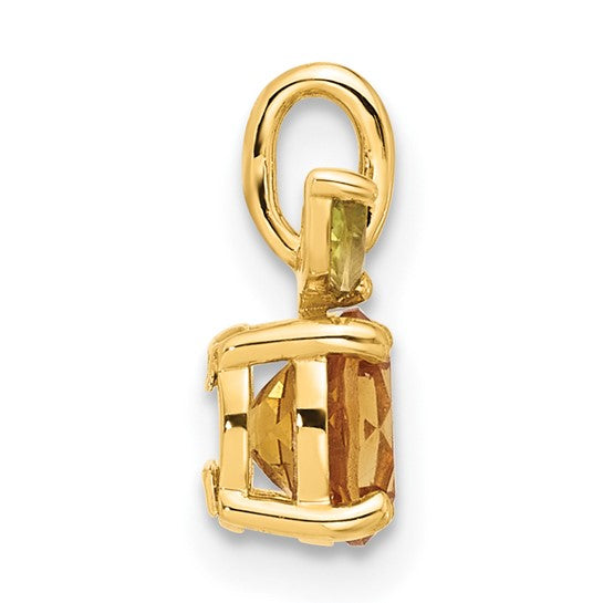 14K Yellow Gold .75 Carat Natural Citrine & Peridot Orange Fruit Pendant