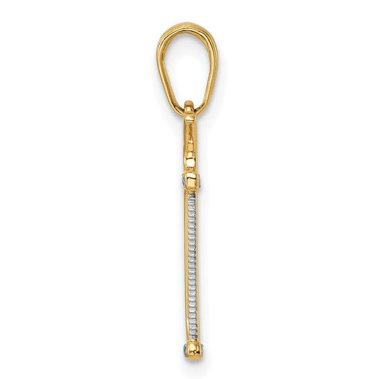 14K Two Tone Gold Hack Saw Pendant