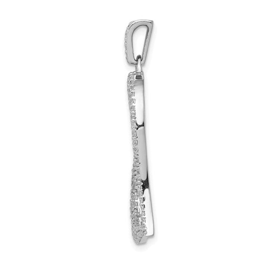 14K White Gold Full Diamond Accent 1/2 Carat Fancy Heart Pendant